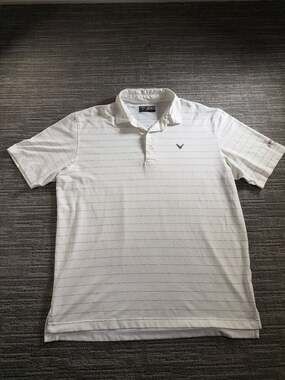 Callaway Opti-Dri Striped Golf Polo Shirt White Size Large